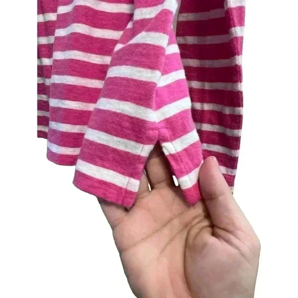 Ralph Lauren Sport Long Sleeve Crew Neck Blouse Pink White Size Medium - Picture 4 of 6